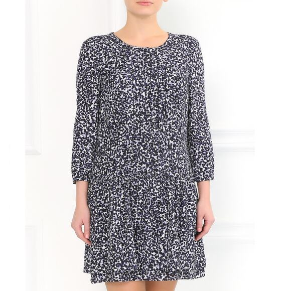 Burberry Brit Mini Dress Silk Ruffle Animal Print Blue Women's Size 6 - Picture 1 of 10
